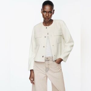 Zara Cream Jacket with Gold Buttons NWOT